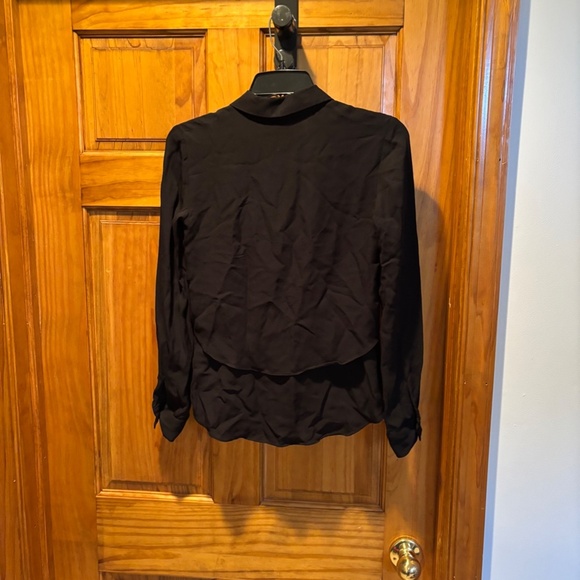 Theory Double Georgette Rosita Silk Blouse in Black Small - Picture 3 of 6
